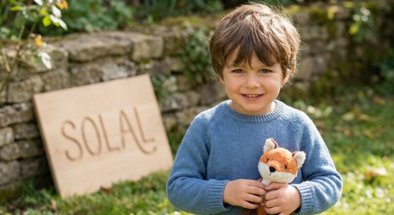 Petit garçon souriant représentant la douceur et le charisme associés au prénom Solal
