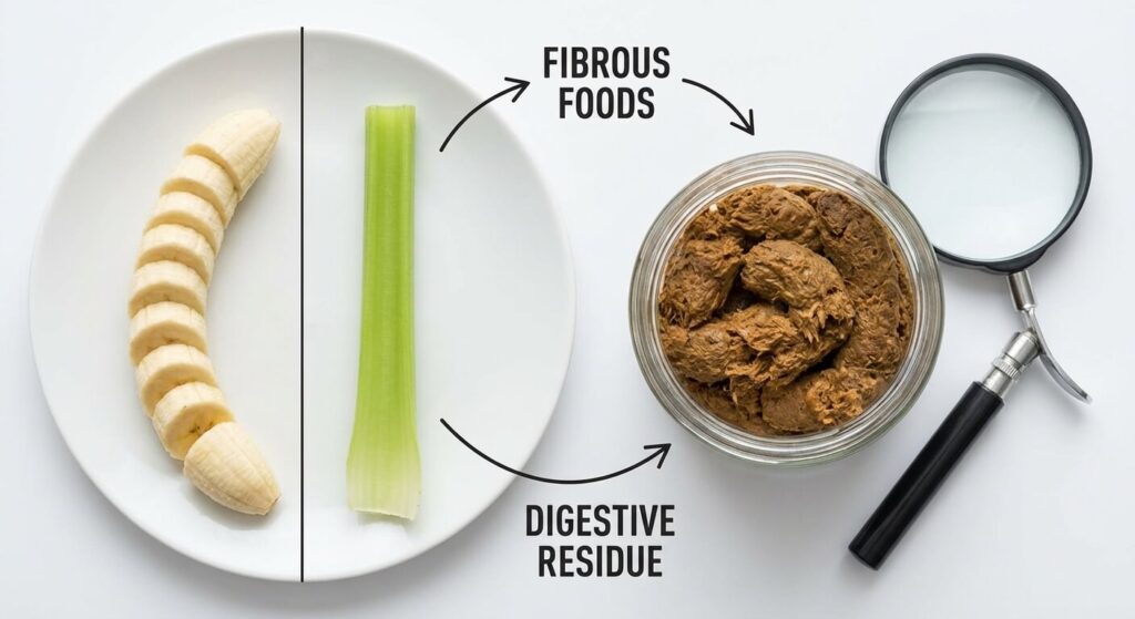 Aliments très fibreux comme la banane et le céleri responsables de l'aspect de filaments dans les selles
