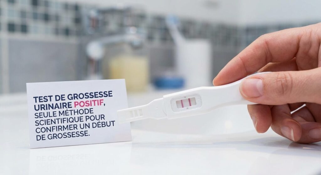 Test de grossesse urinaire positif, seule méthode scientifique pour confirmer un début de grossesse