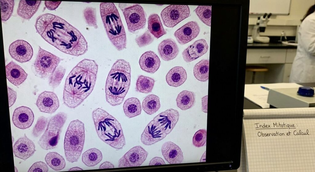 Index mitotique faible : qu’est-ce que cela signifie pour votre diagnostic ? 2 Observation au microscope de cellules en division pour déterminer l'index mitotique