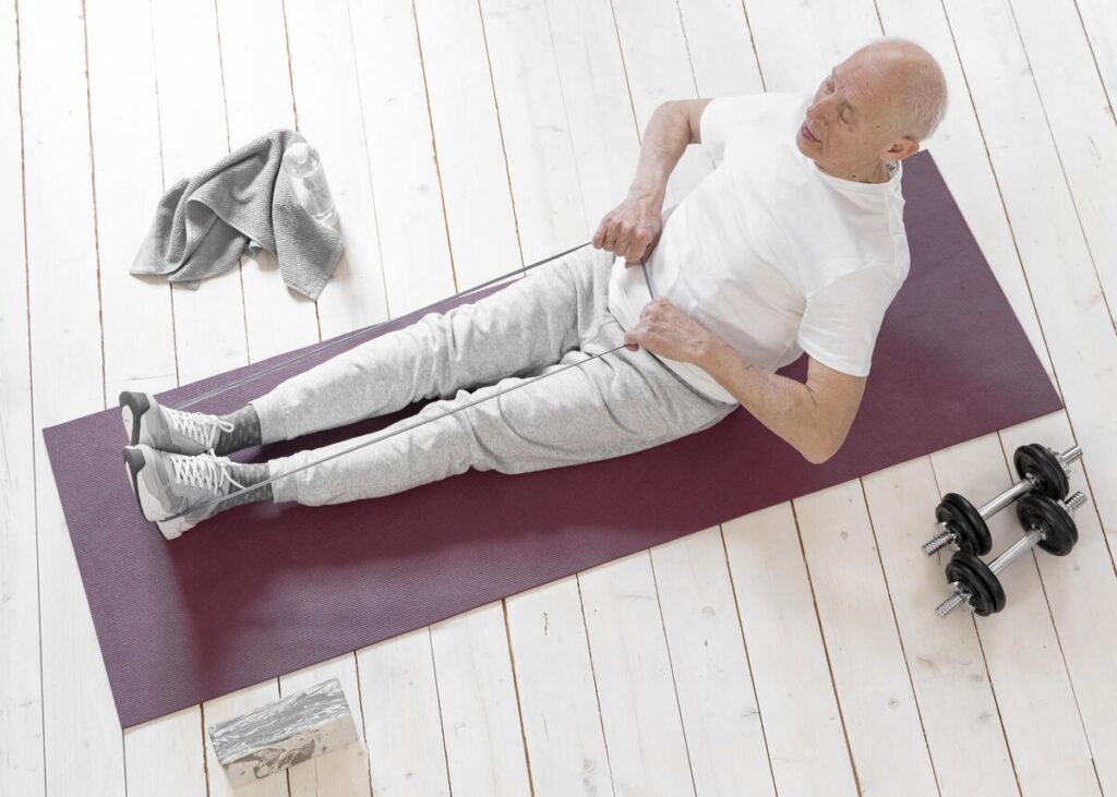 Un patient effectuant des exercices de renforcement du plancher pelvien.