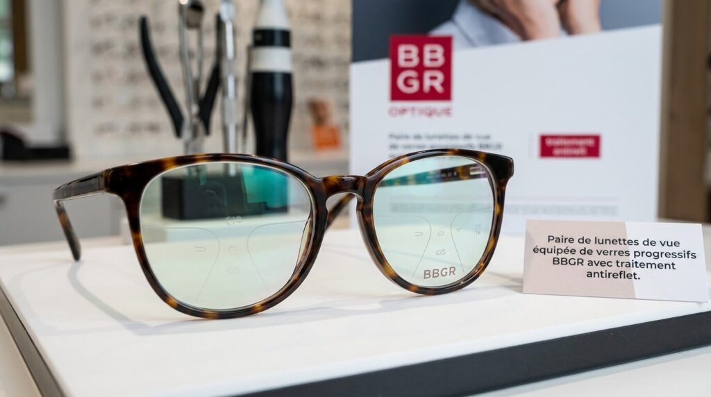Avis sur les verres BBGR : fabrication française, gammes, prix et confort 2 Paire de lunettes de vue équipée de verres progressifs BBGR avec traitement antireflet.