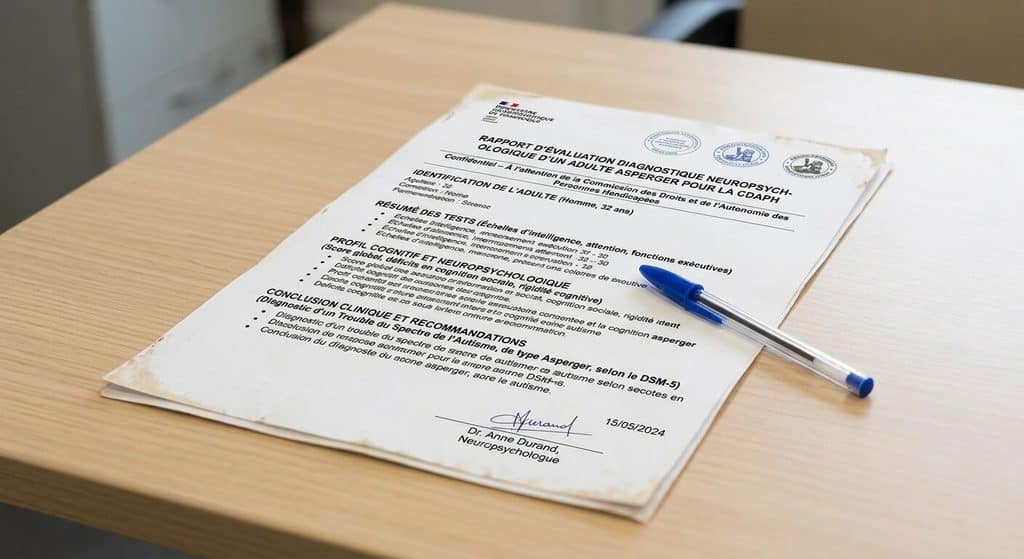 Rapport d'évaluation diagnostique neuropsychologique d'un adulte Asperger pour la CDAPH.